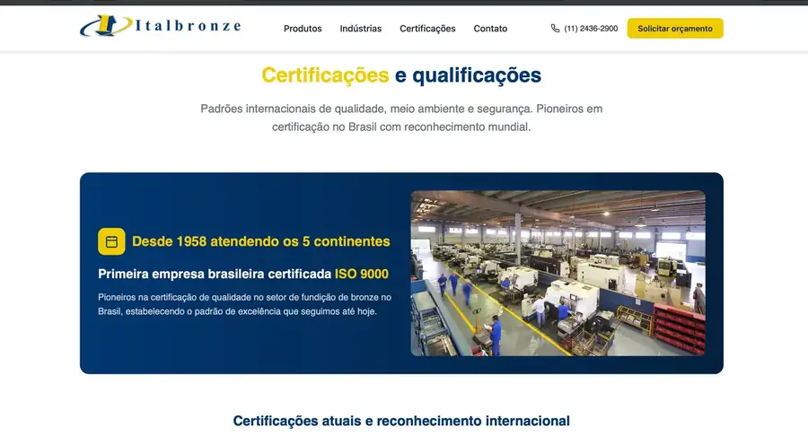 Secção de certificações e qualificações da fundição