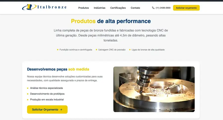 Secção de produtos e desenvolvimento de peças sob medida