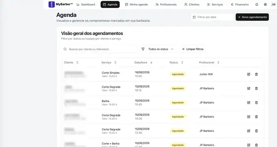 Agenda do MyBarber