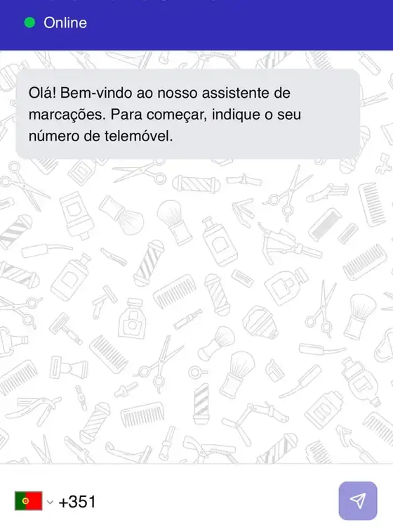 Ecrã inicial do assistente, a pedir o número de telemóvel