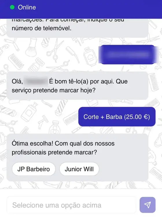 Escolha do profissional dentro da conversa