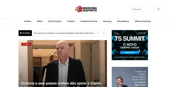 Página inicial da Máquina do Esporte